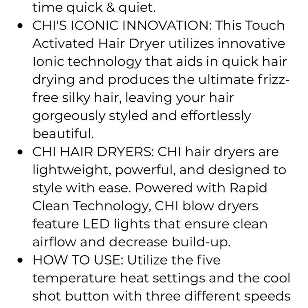 CHI Touch Activated Hair Dryer - Gold - Picture 4 of 6